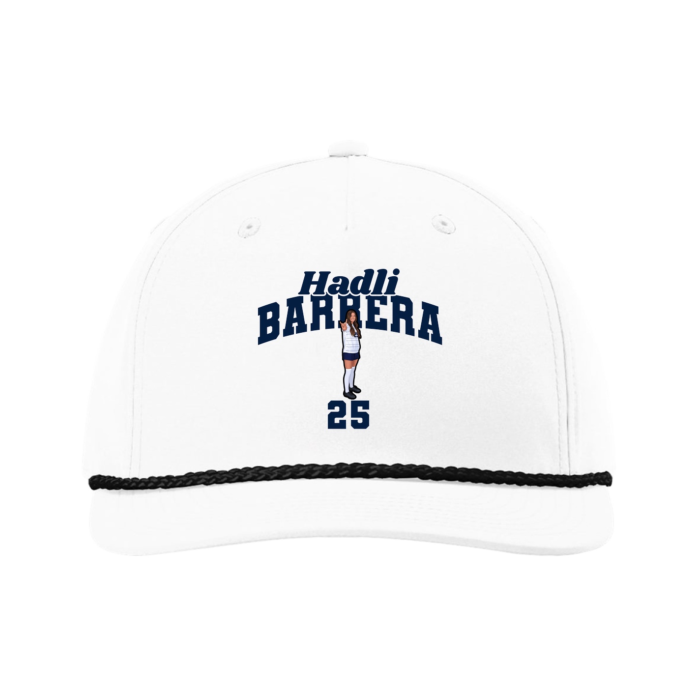 Five-Panel Classic Rope Cap — Signature Arch in White
