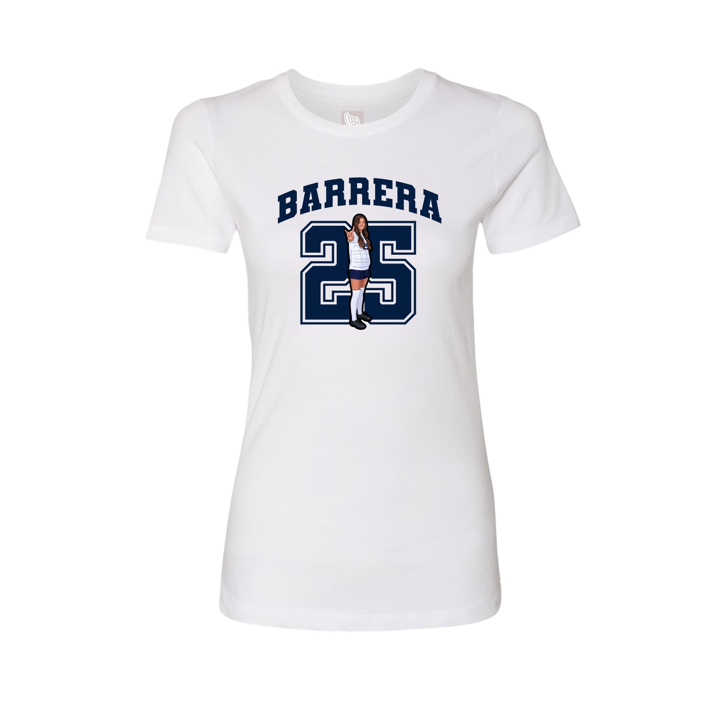 Fitted Women's Tee — Number in White