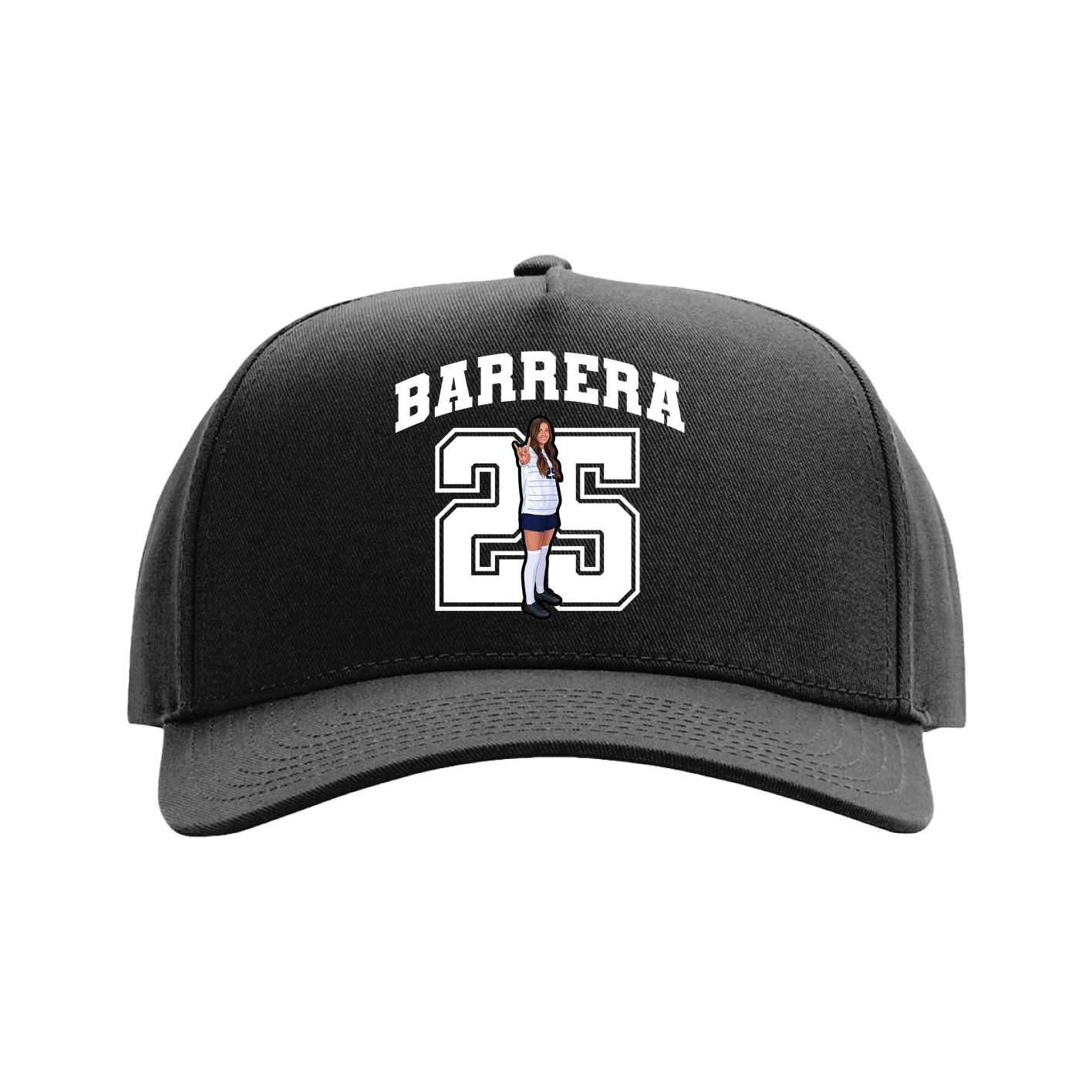 Full Fabric Five-Panel Champ Cap — Number in Black