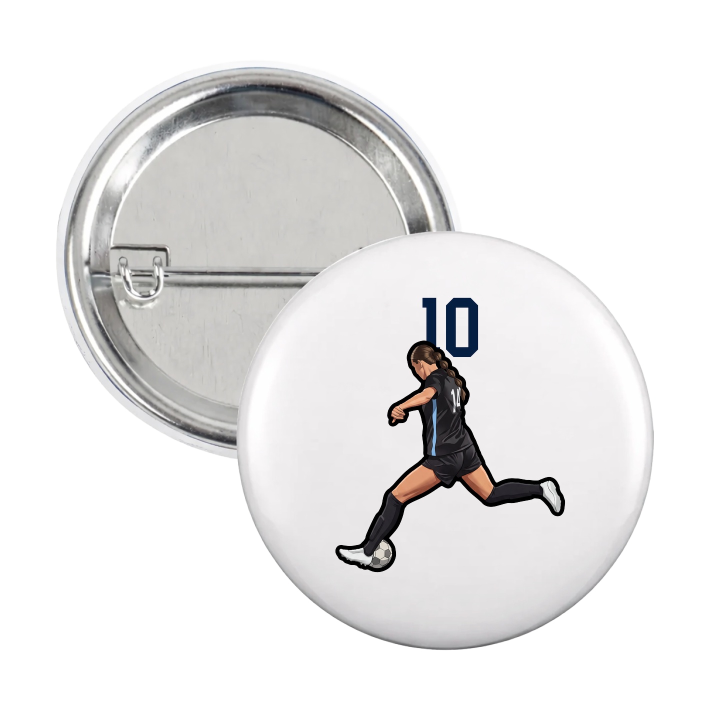 Game Day Button — Number Top in White