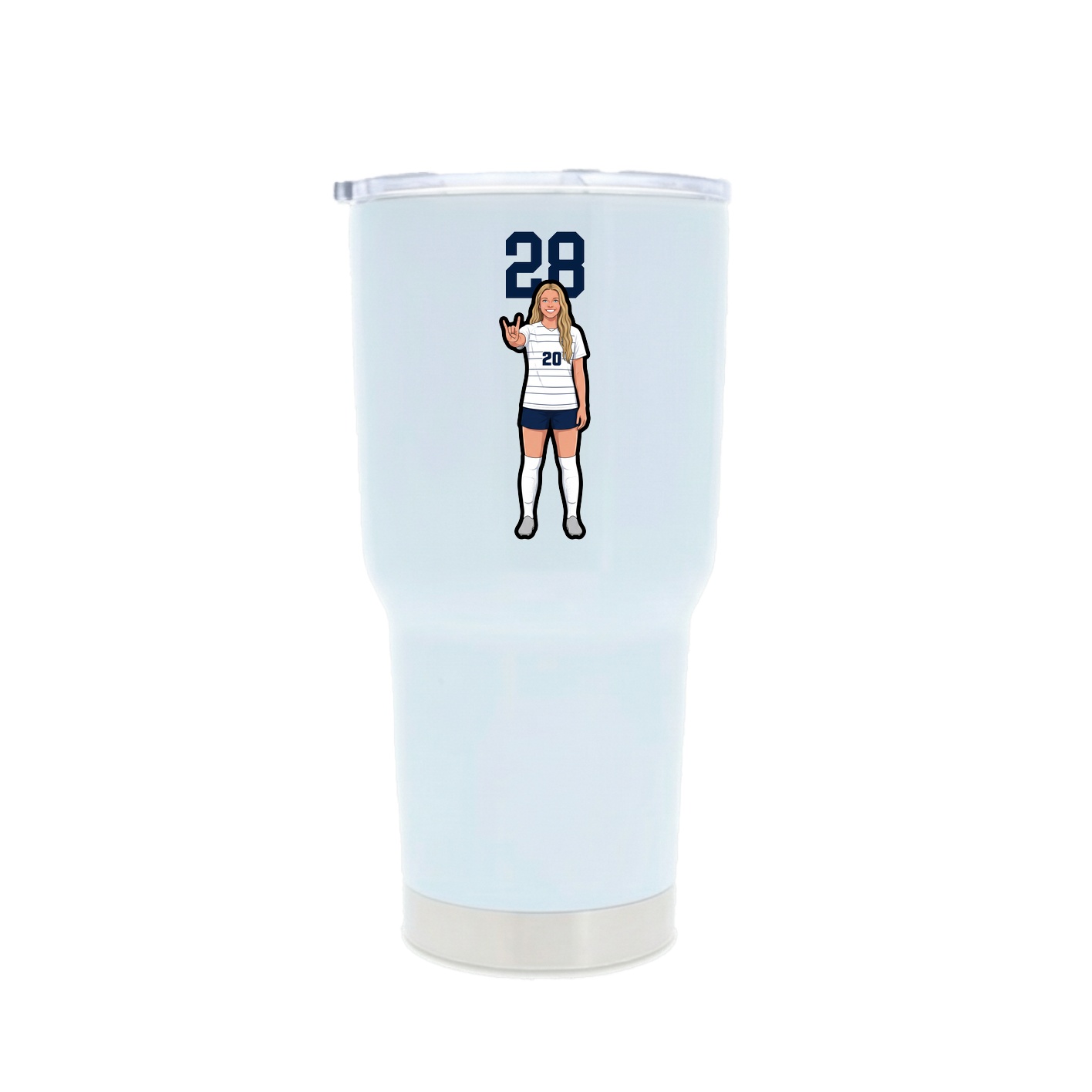30oz Stainless Steel Tumbler — Number Top in White