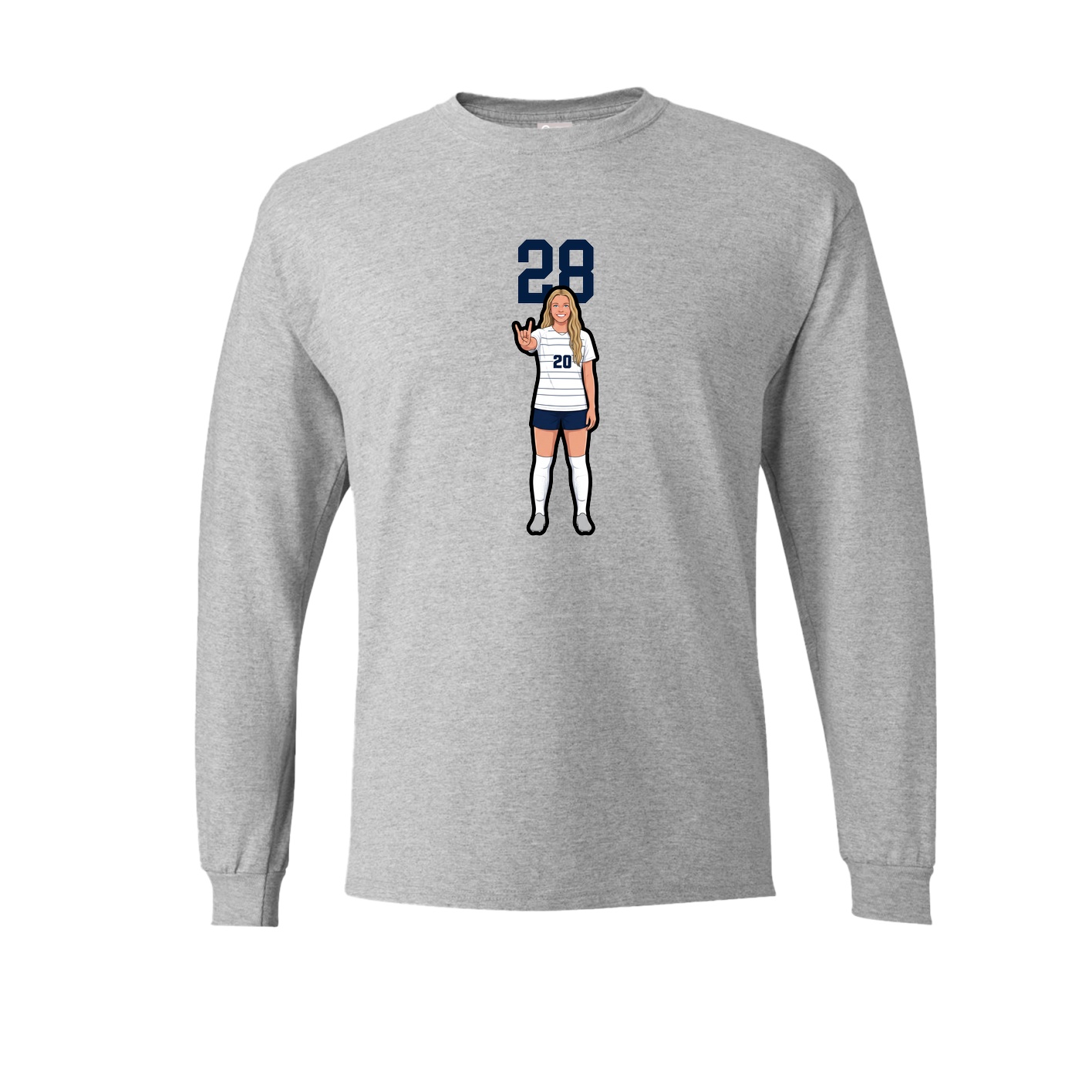 Long Sleeve Tee — Number Top in Grey