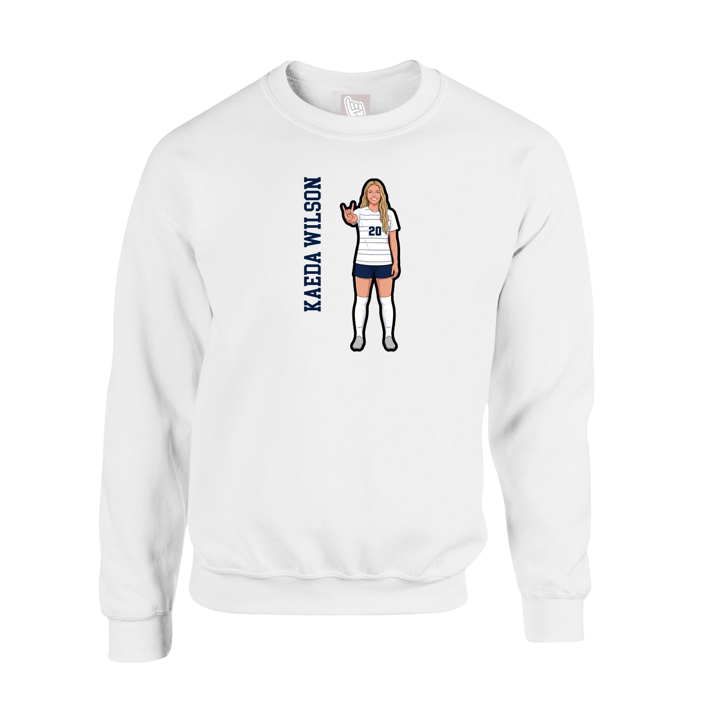 Fleece Crew — Name Vertical in White