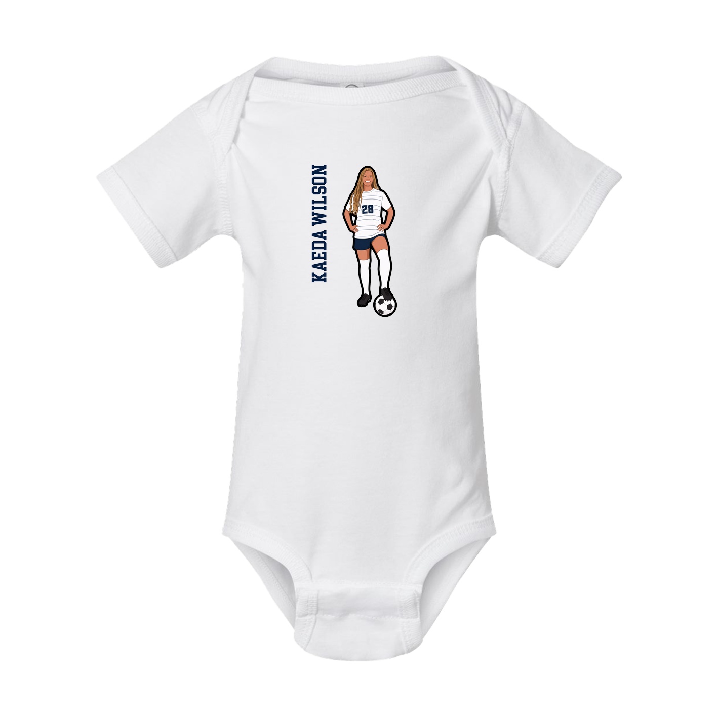 Baby Onesie — Name Vertical in White