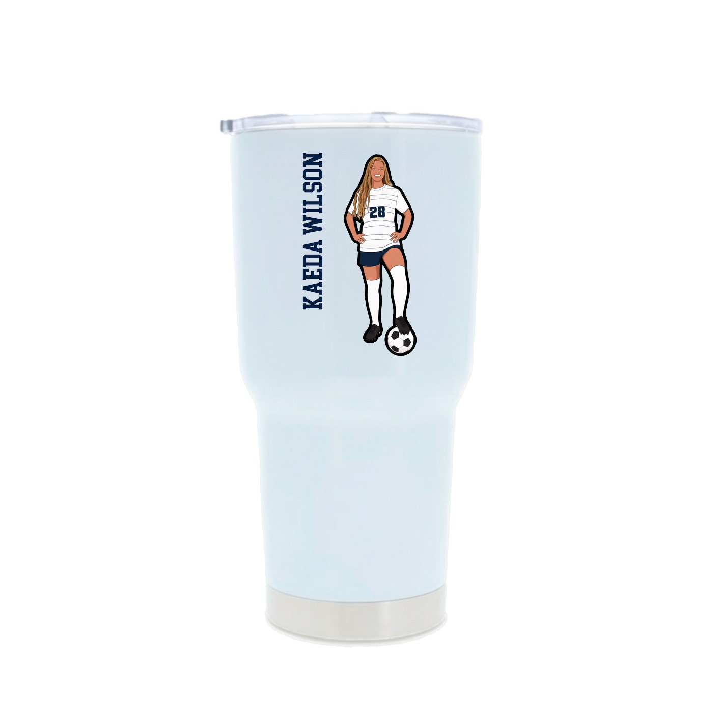 30oz Stainless Steel Tumbler — Name Vertical in White