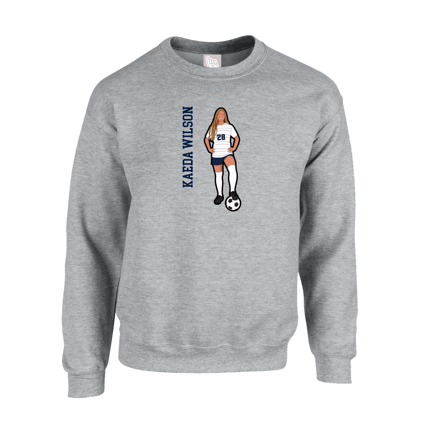 Fleece Crew — Name Vertical in Grey