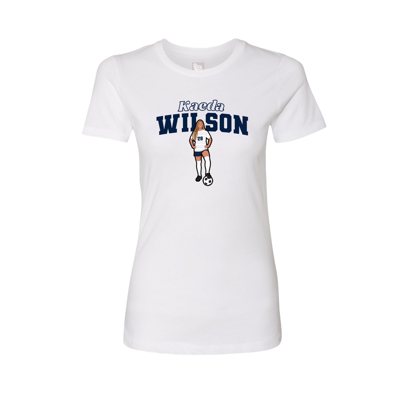 Fitted Women's Tee — Name Arch in White