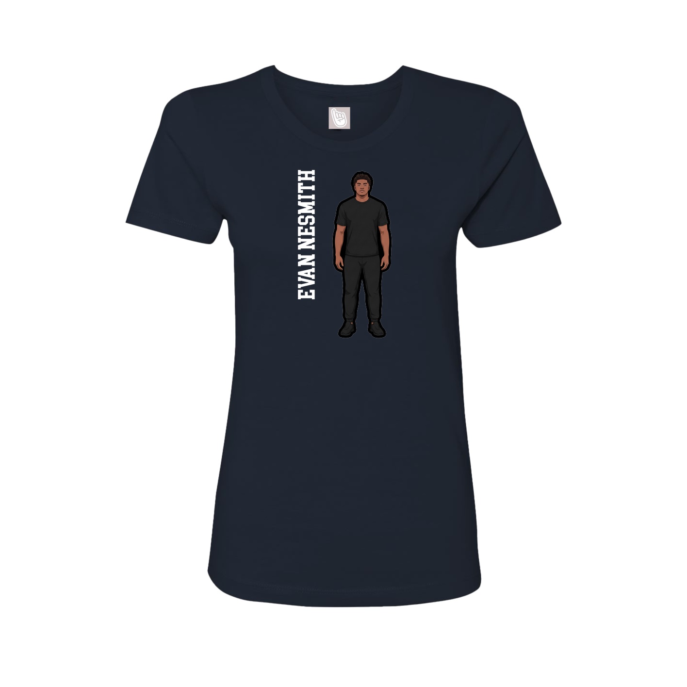 Fitted Women's Tee — Name Vertical in Navy