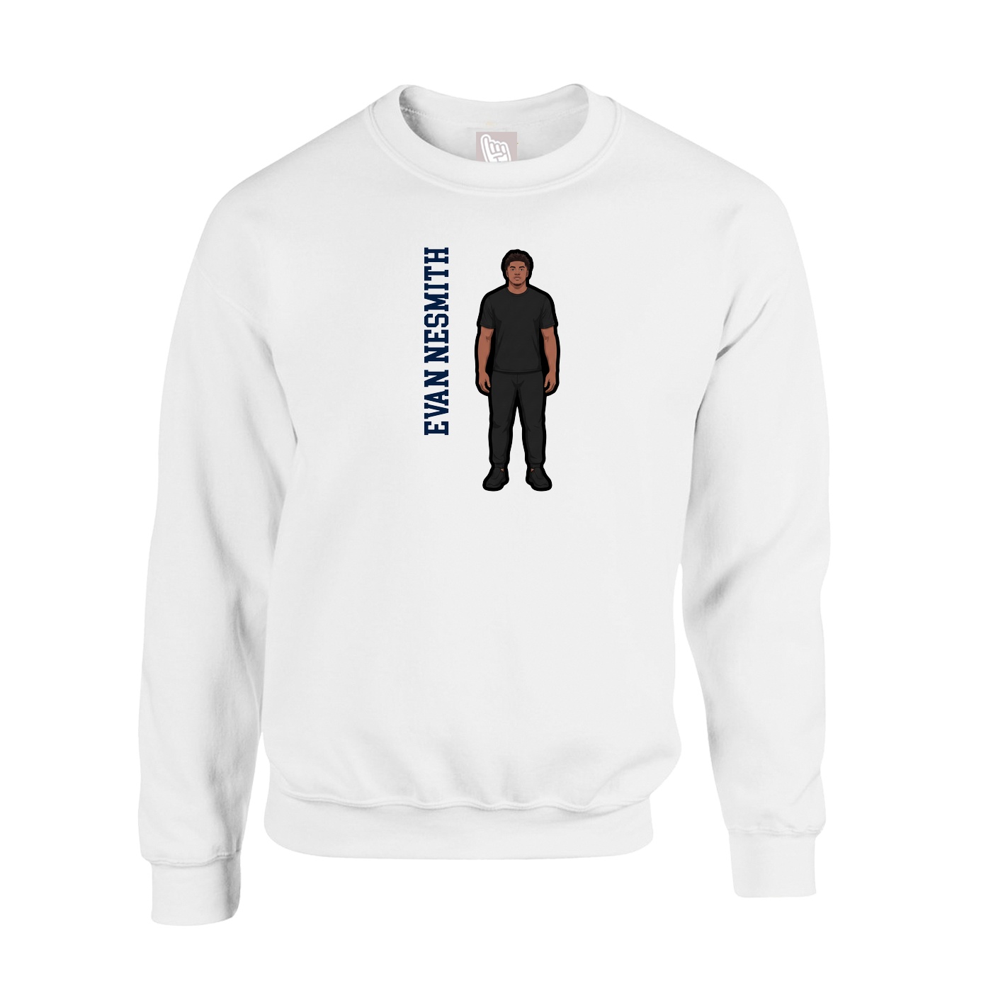 Fleece Crew — Name Vertical in White