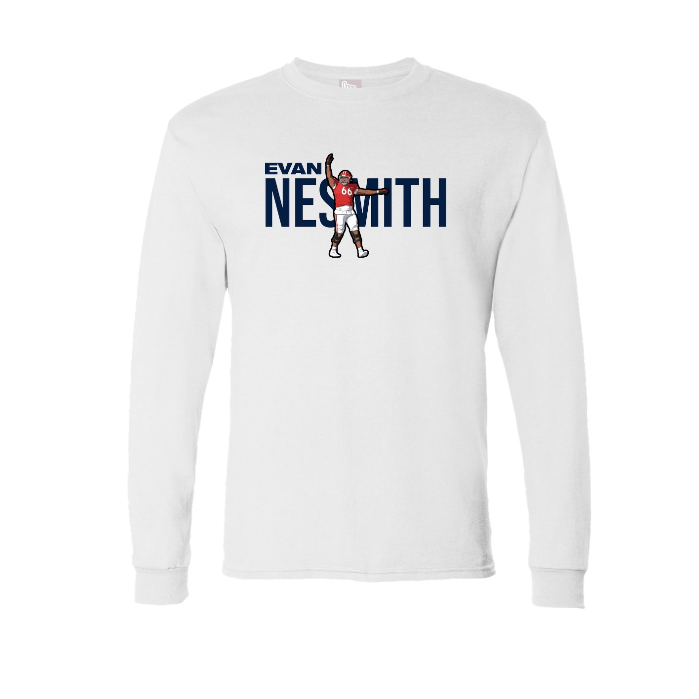 Long Sleeve Tee — Player Name in White