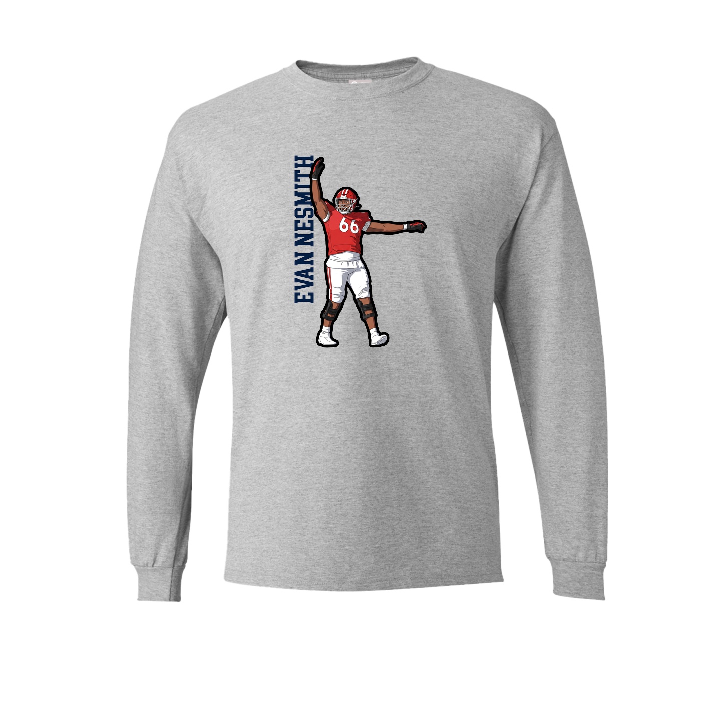 Long Sleeve Tee — Name Vertical in Grey