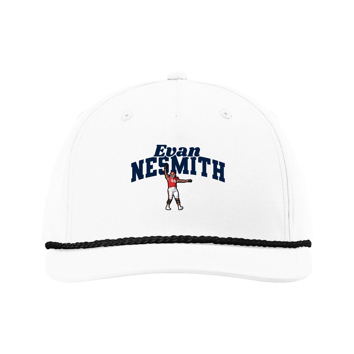 Five-Panel Classic Rope Cap — Signature Arch in White