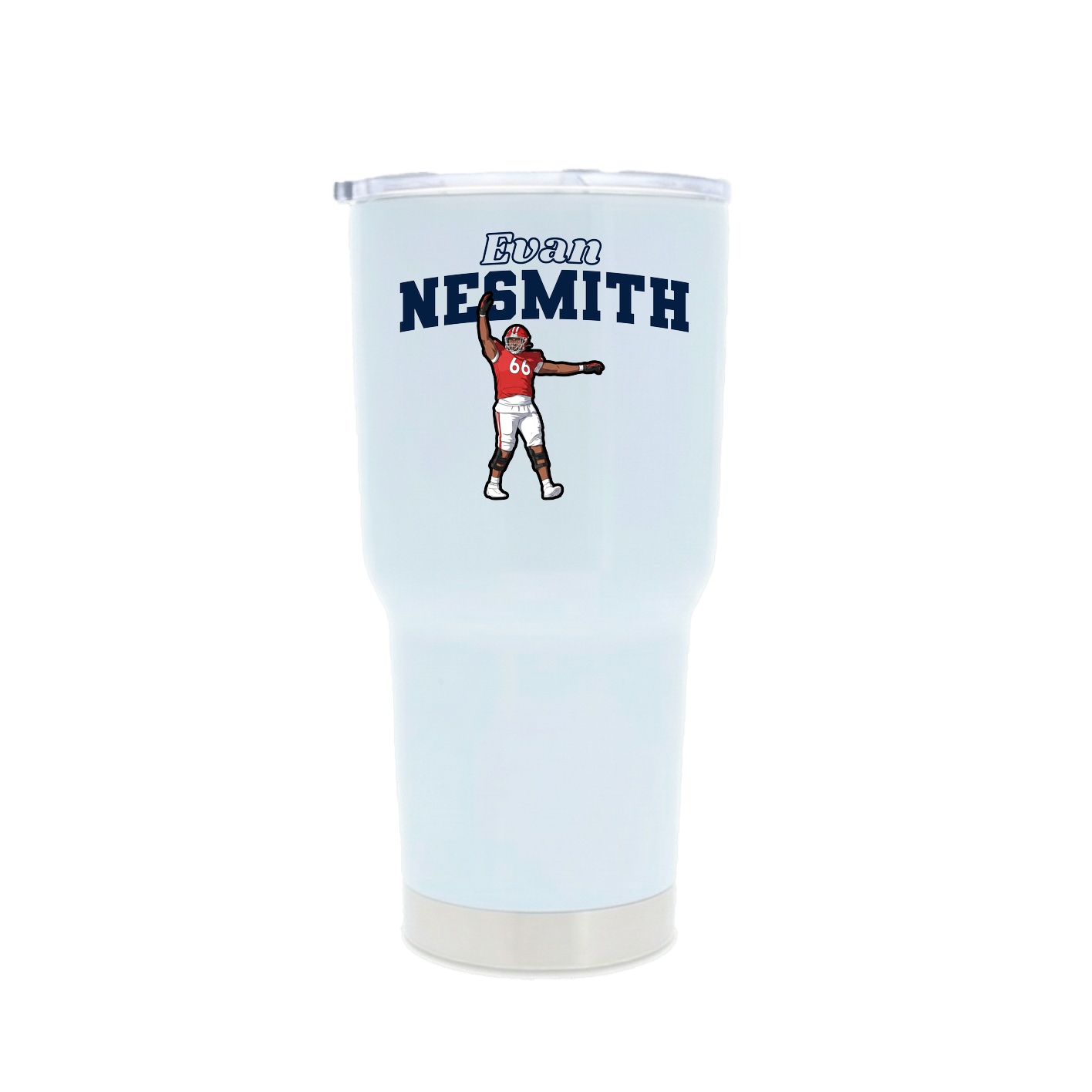 30oz Stainless Steel Tumbler — Name Arch in White