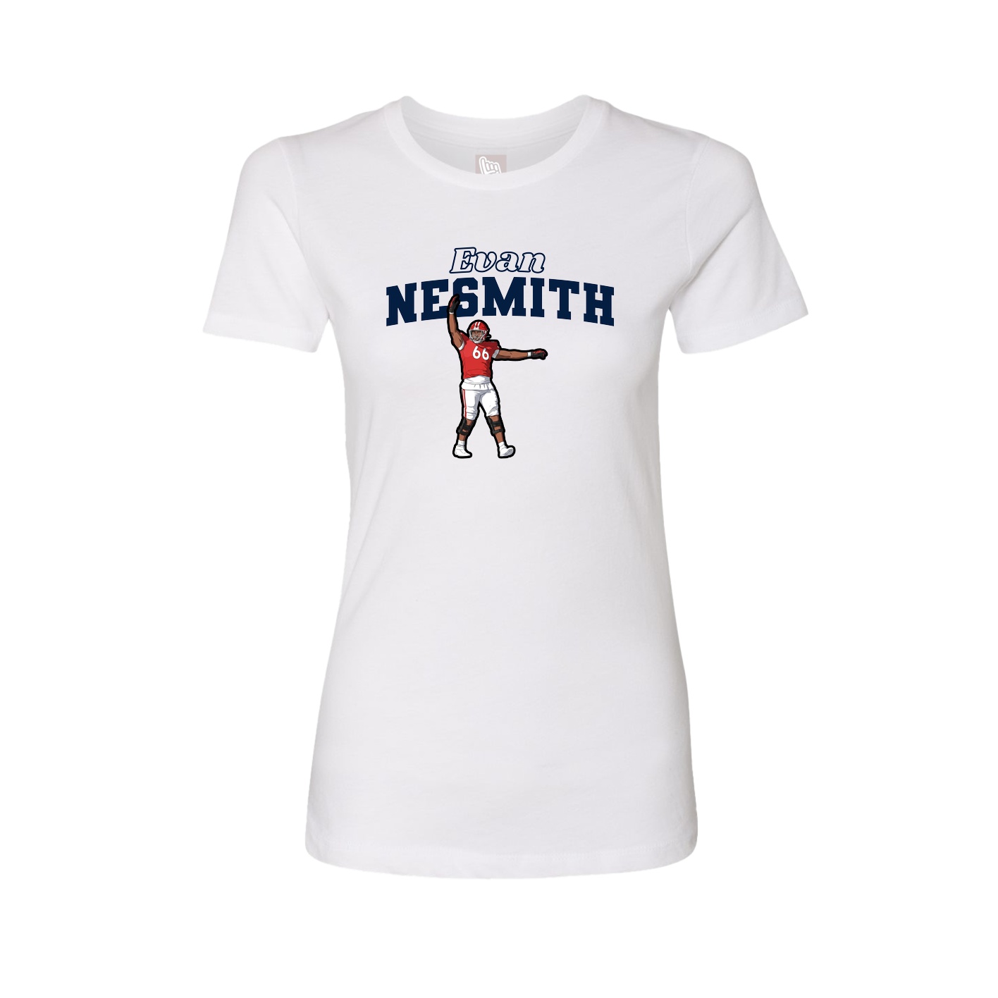 Fitted Women's Tee — Name Arch in White