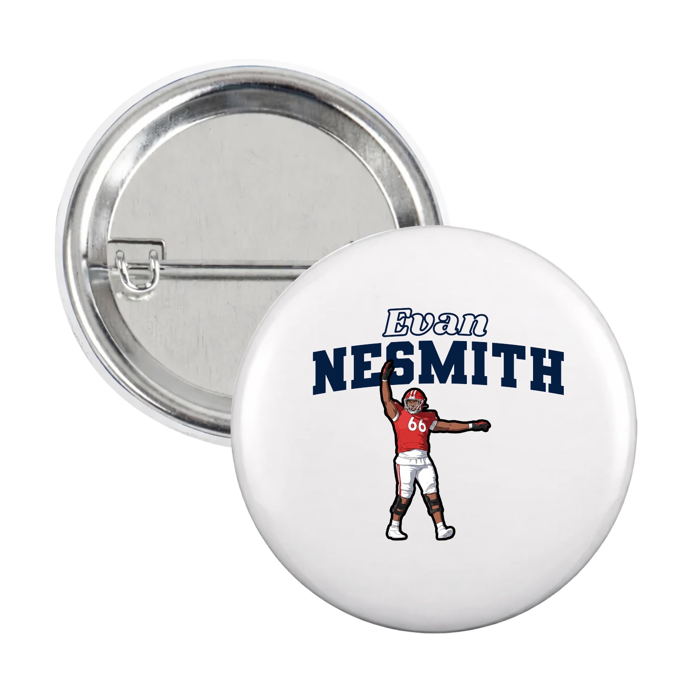 Game Day Button — Name Arch in White