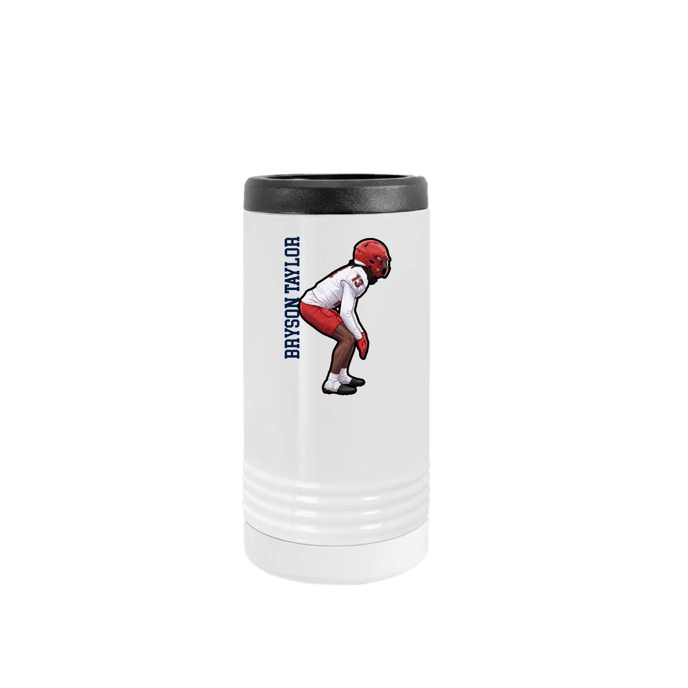 Slim Beverage Holder — Name Vertical in White