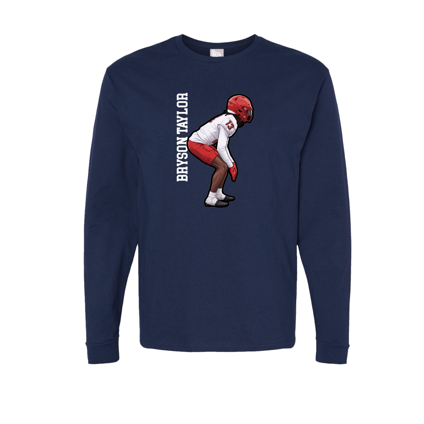 Long Sleeve Tee — Name Vertical in Navy