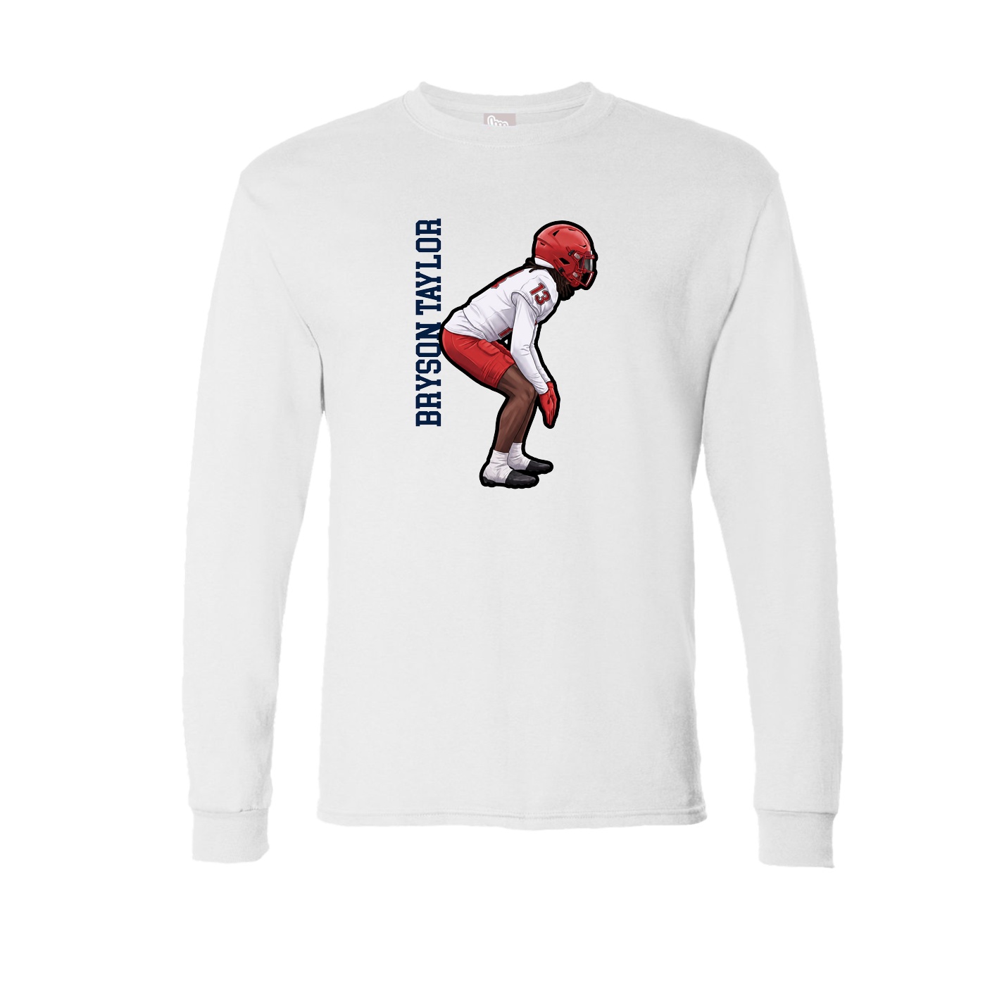 Long Sleeve Tee — Name Vertical in White