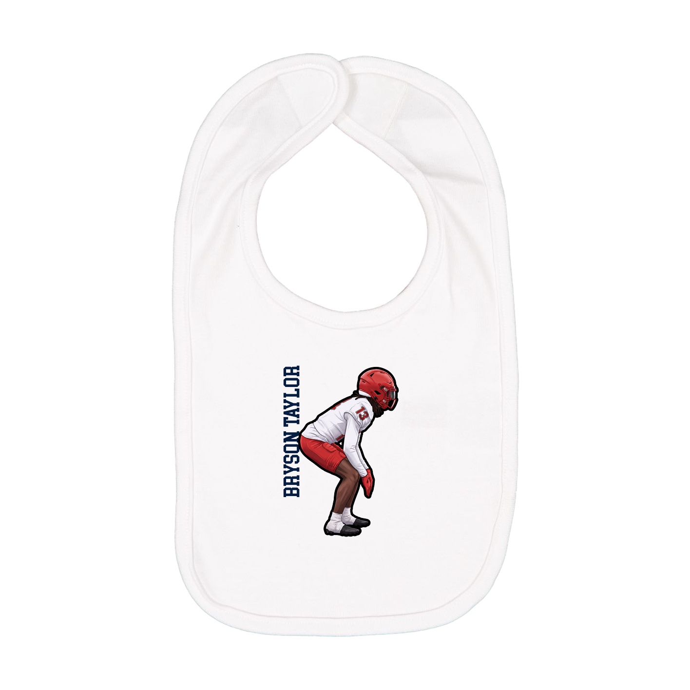 Infant Bib — Name Vertical in White