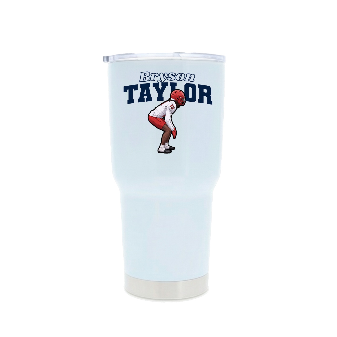 30oz Stainless Steel Tumbler — Name Arch in White