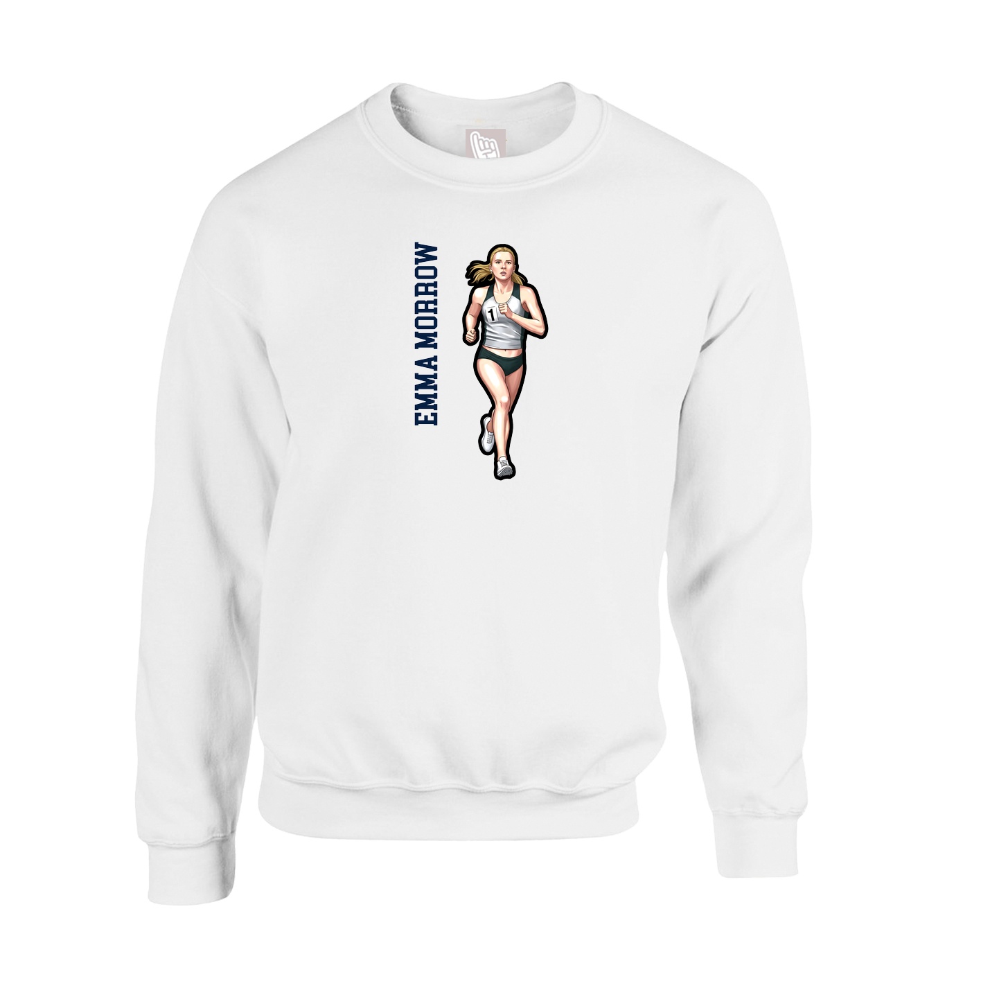 Fleece Crew — Name Vertical in White