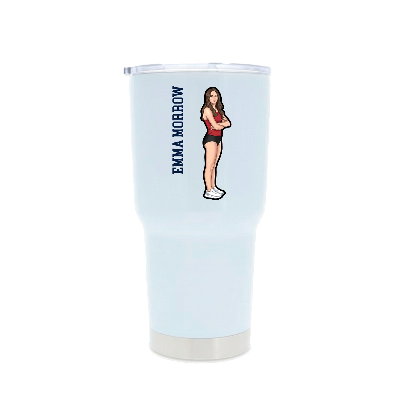 30oz Stainless Steel Tumbler — Name Vertical in White
