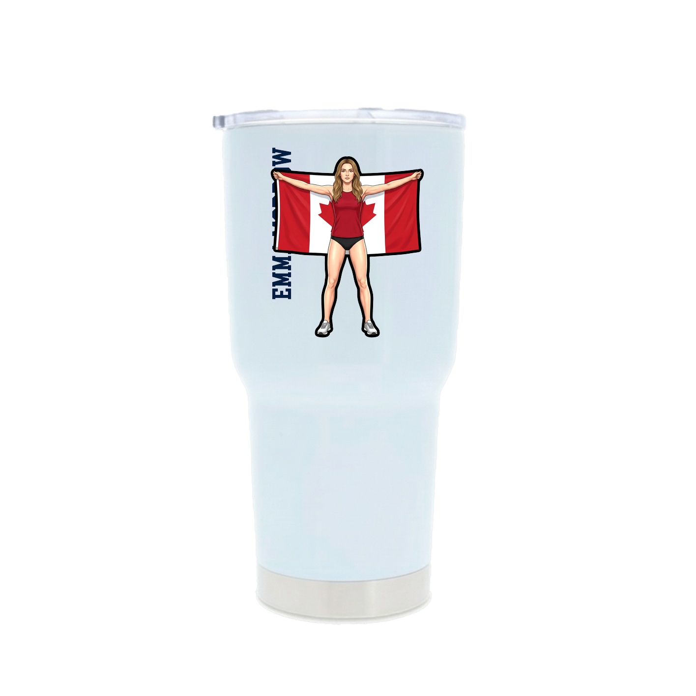 30oz Stainless Steel Tumbler — Name Vertical in White