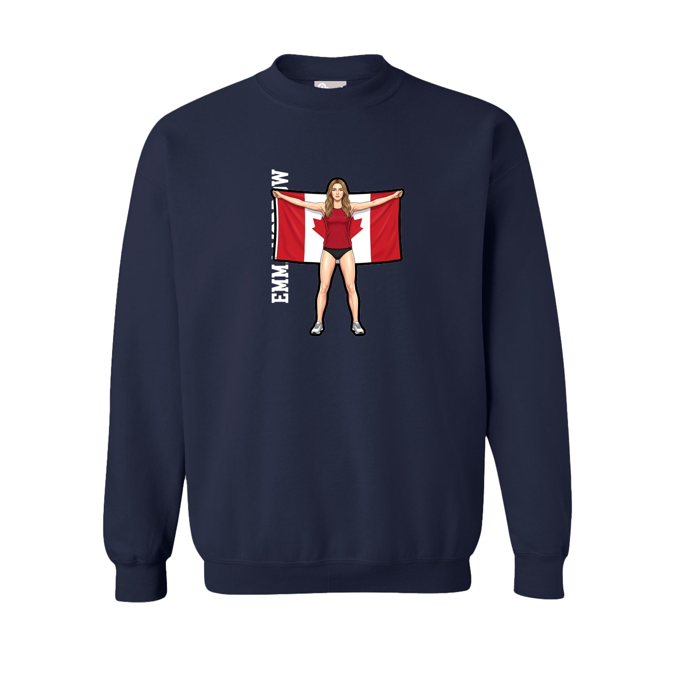 Fleece Crew — Name Vertical in Navy