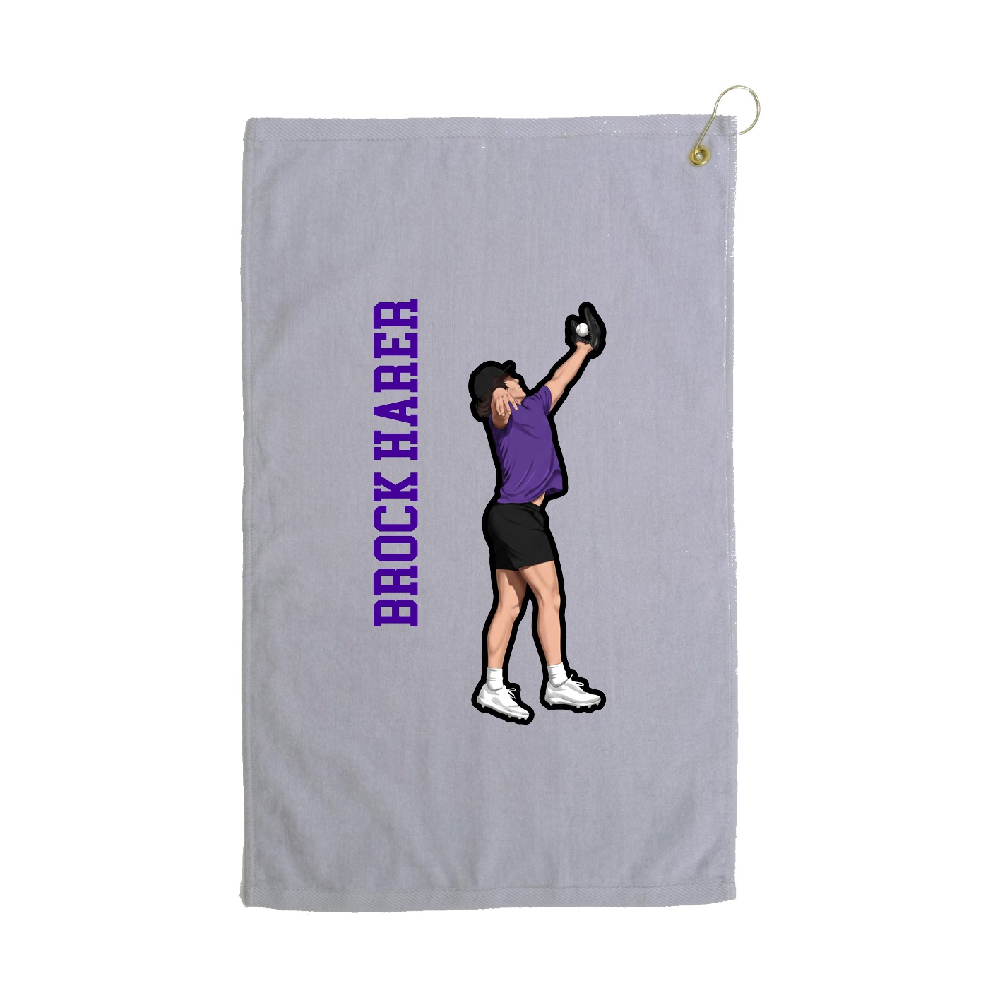 Golf Towel — Name Vertical in Grey