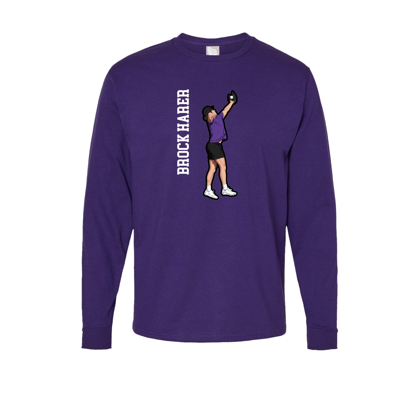 Long Sleeve Tee — Name Vertical in Purple