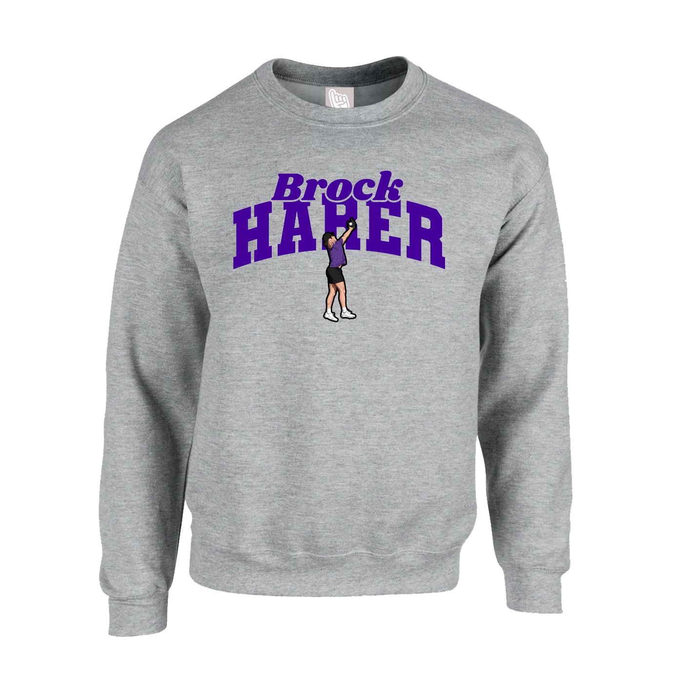 Fleece Crew — Signature Arch in Grey