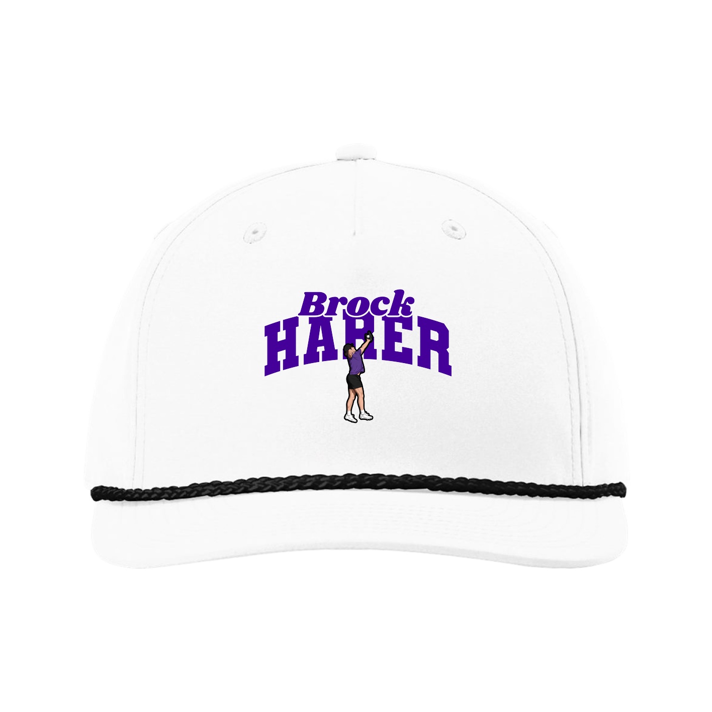 Five-Panel Classic Rope Cap — Signature Arch in White