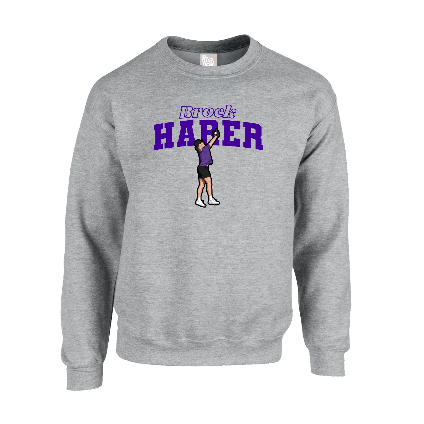 Fleece Crew — Name Arch in Grey