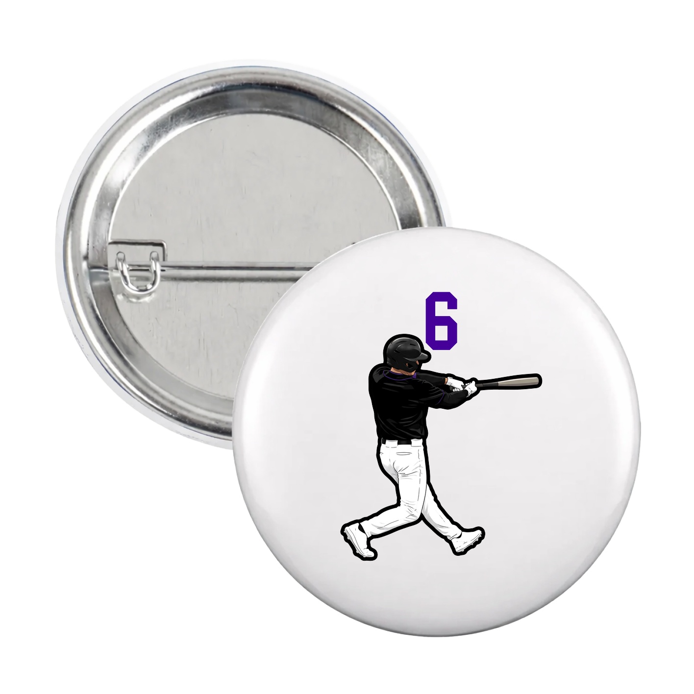 Game Day Button — Number Top in White