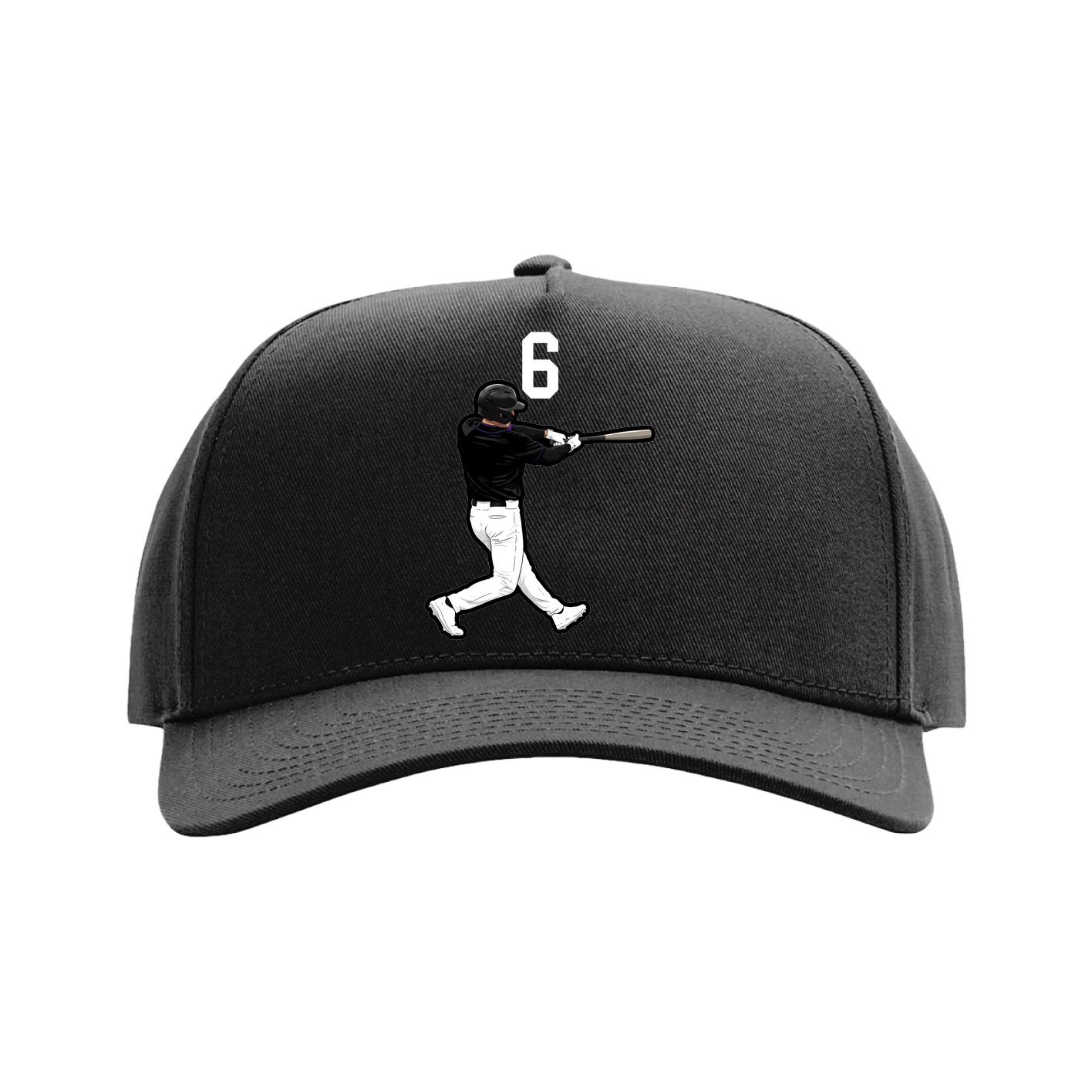 Full Fabric Five-Panel Champ Cap — Number Top in Black