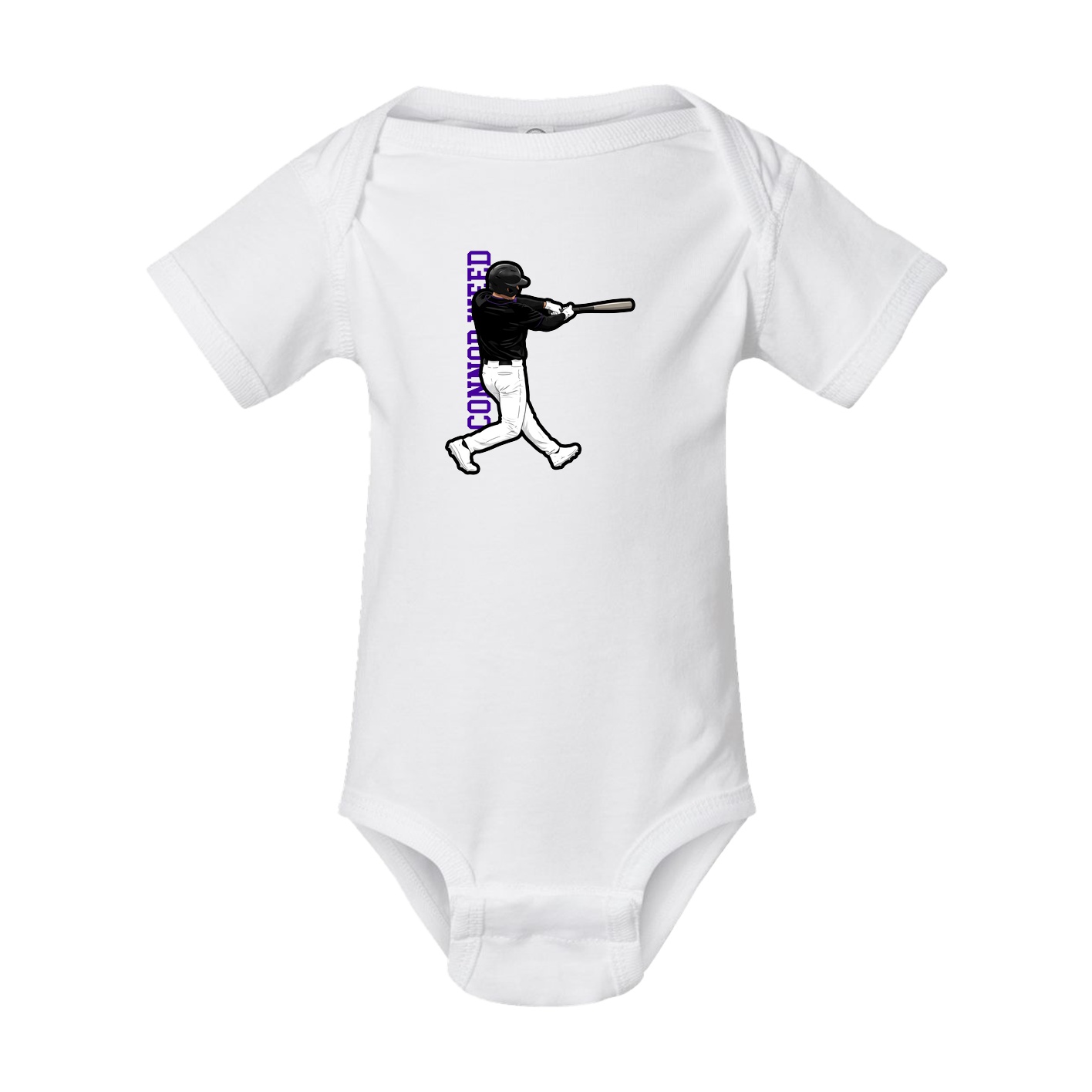 Baby Onesie — Name Vertical in White
