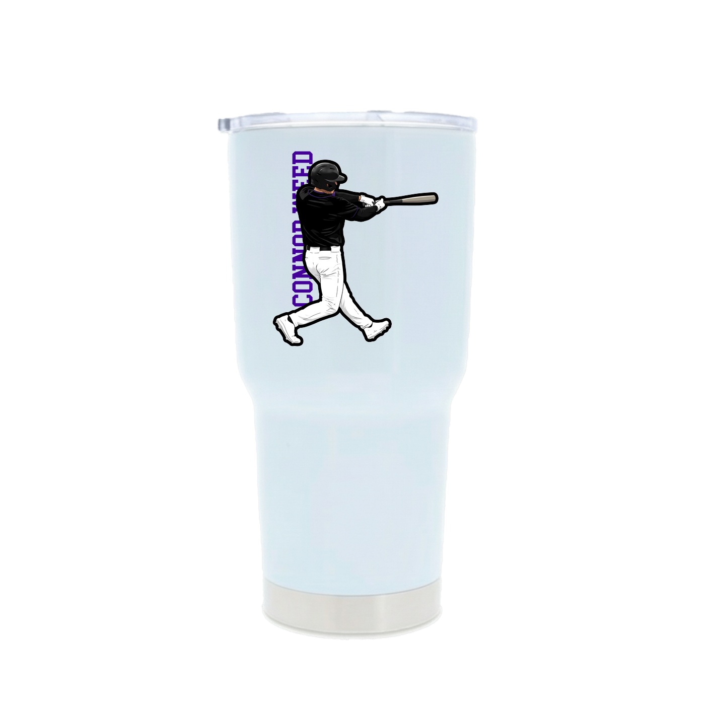 30oz Stainless Steel Tumbler — Name Vertical in White