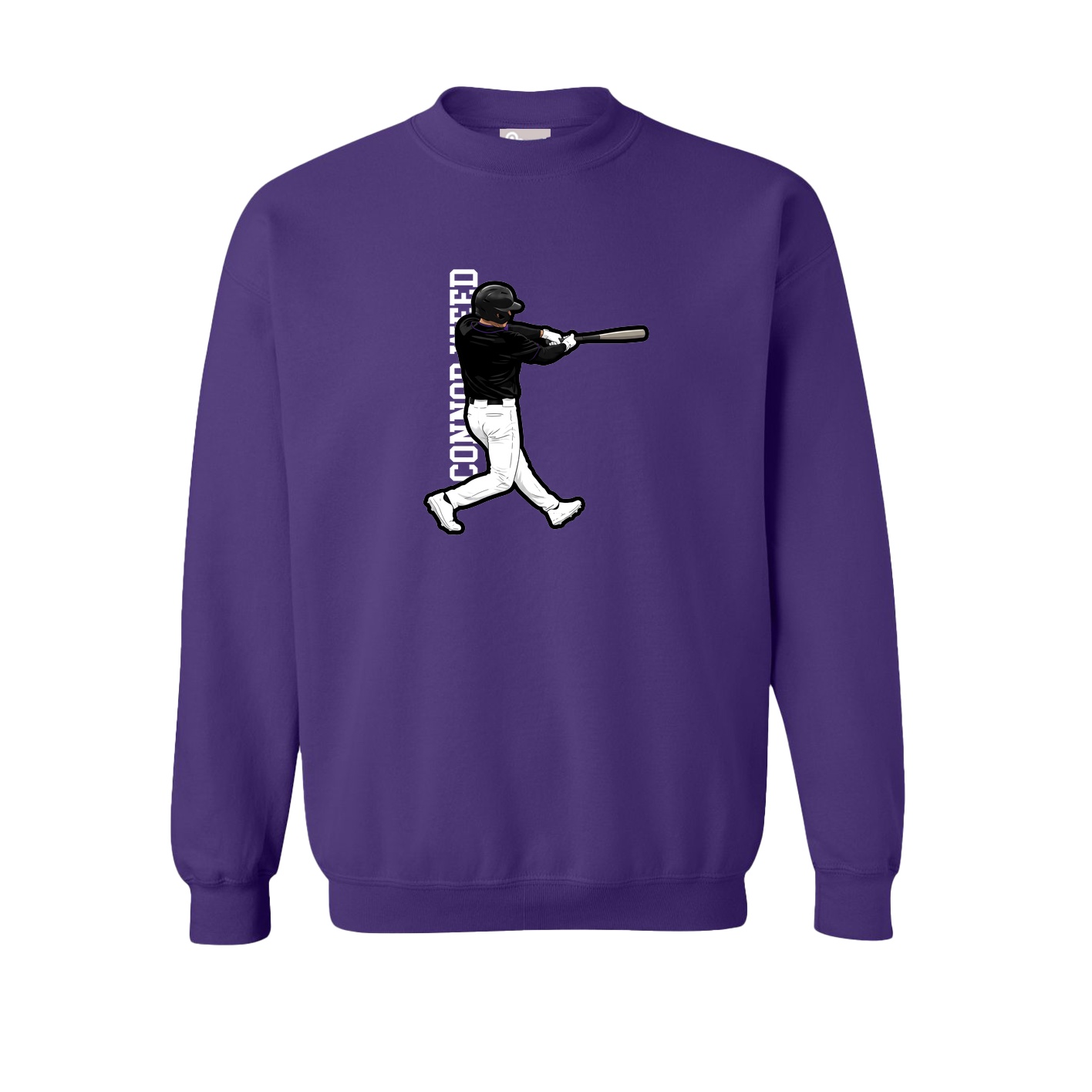 Fleece Crew — Name Vertical in Purple