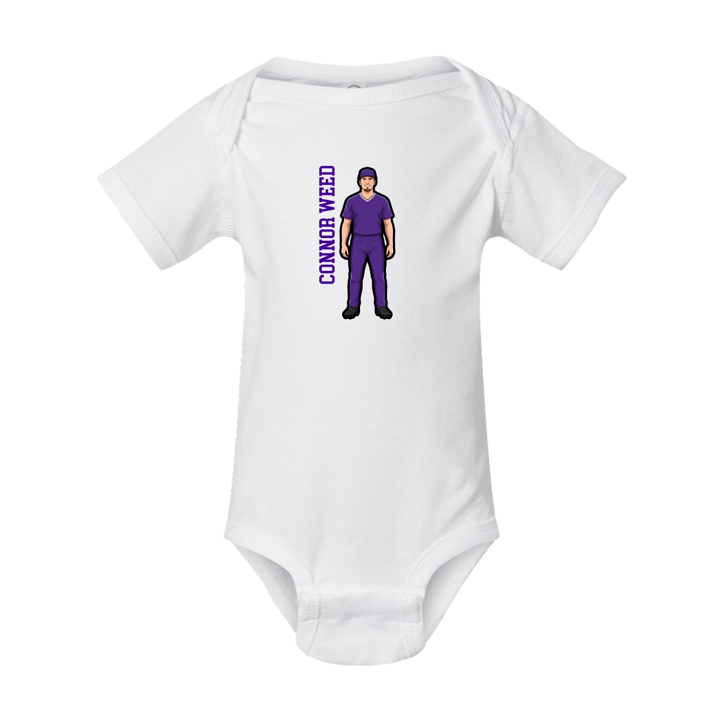 Baby Onesie — Name Vertical in White