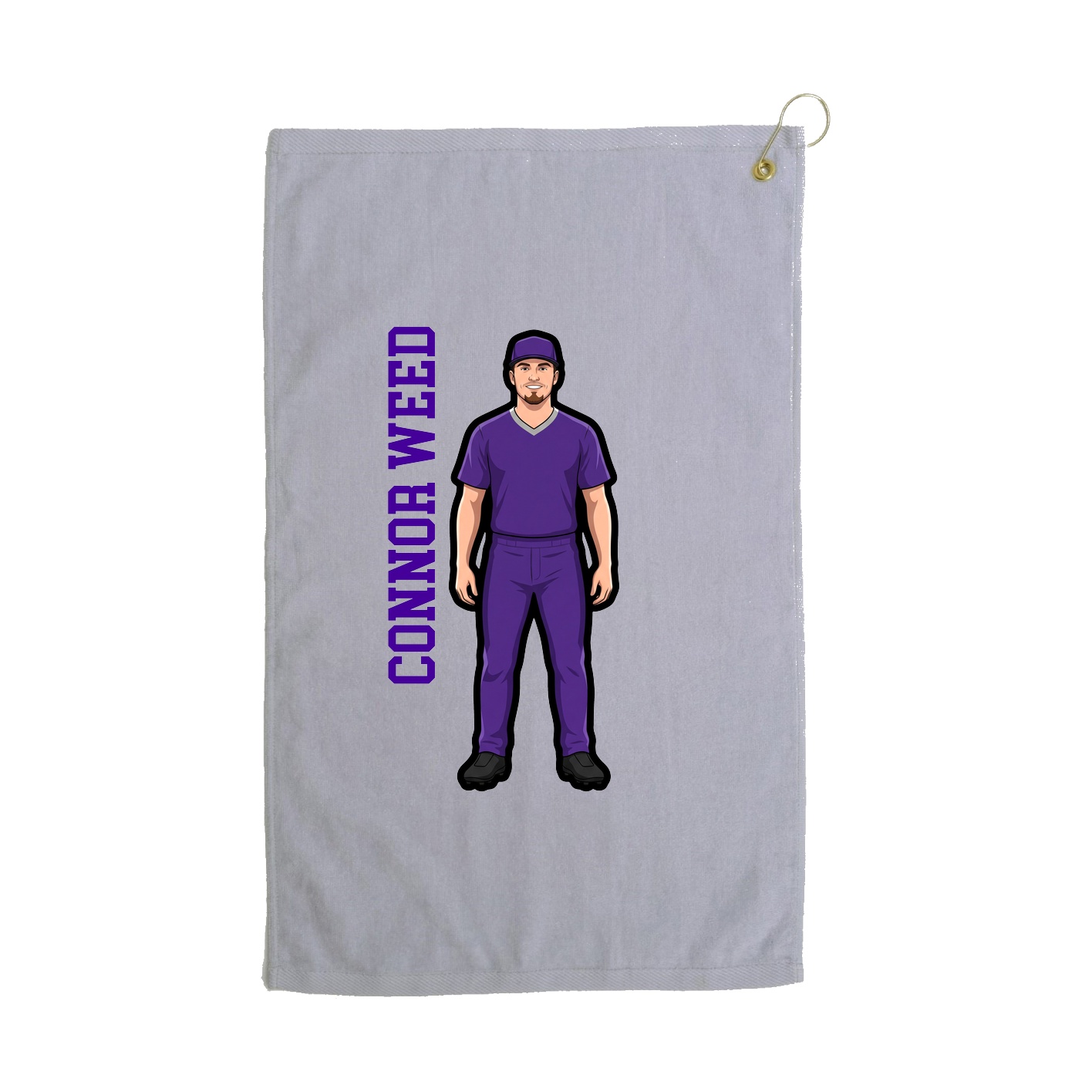 Golf Towel — Name Vertical in Grey