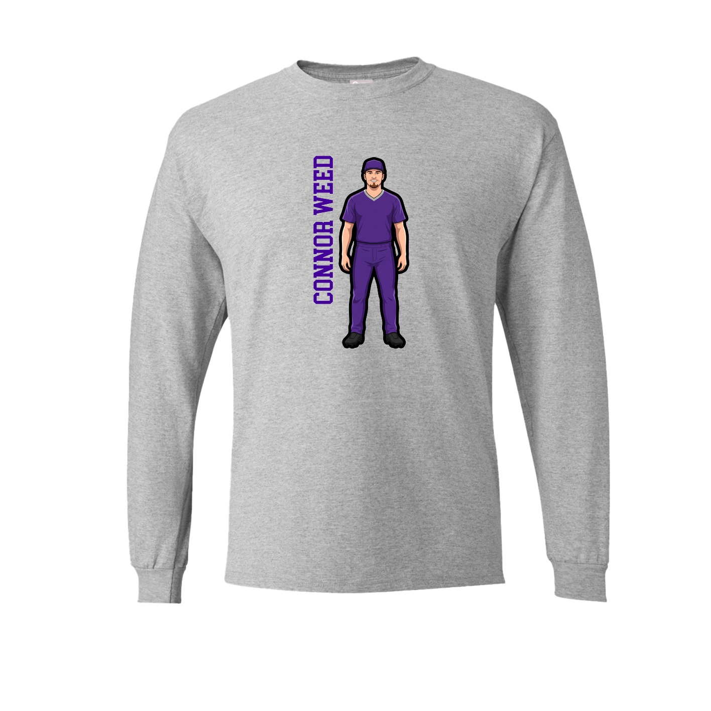 Long Sleeve Tee — Name Vertical in Grey