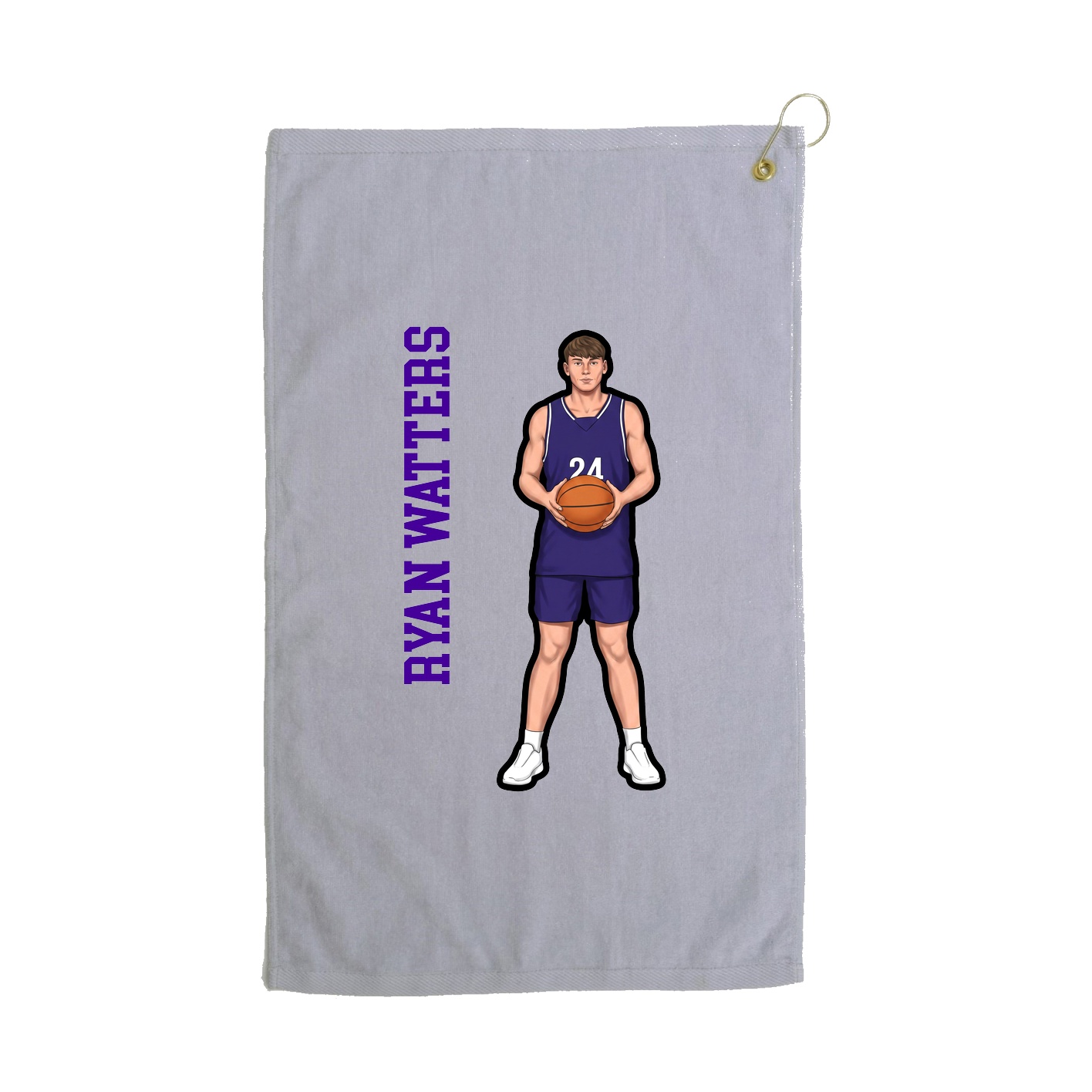 Golf Towel — Name Vertical in Grey