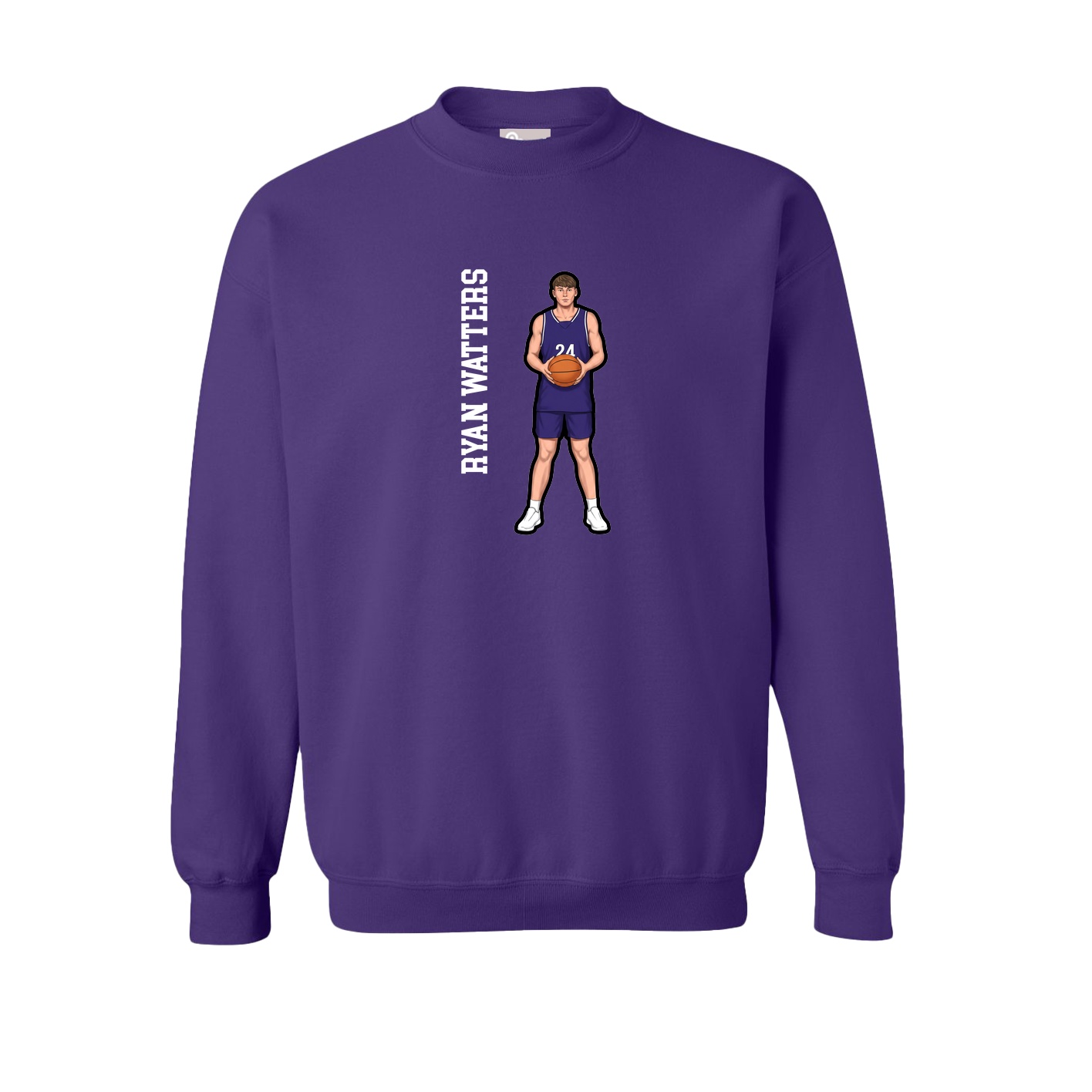 Fleece Crew — Name Vertical in Purple