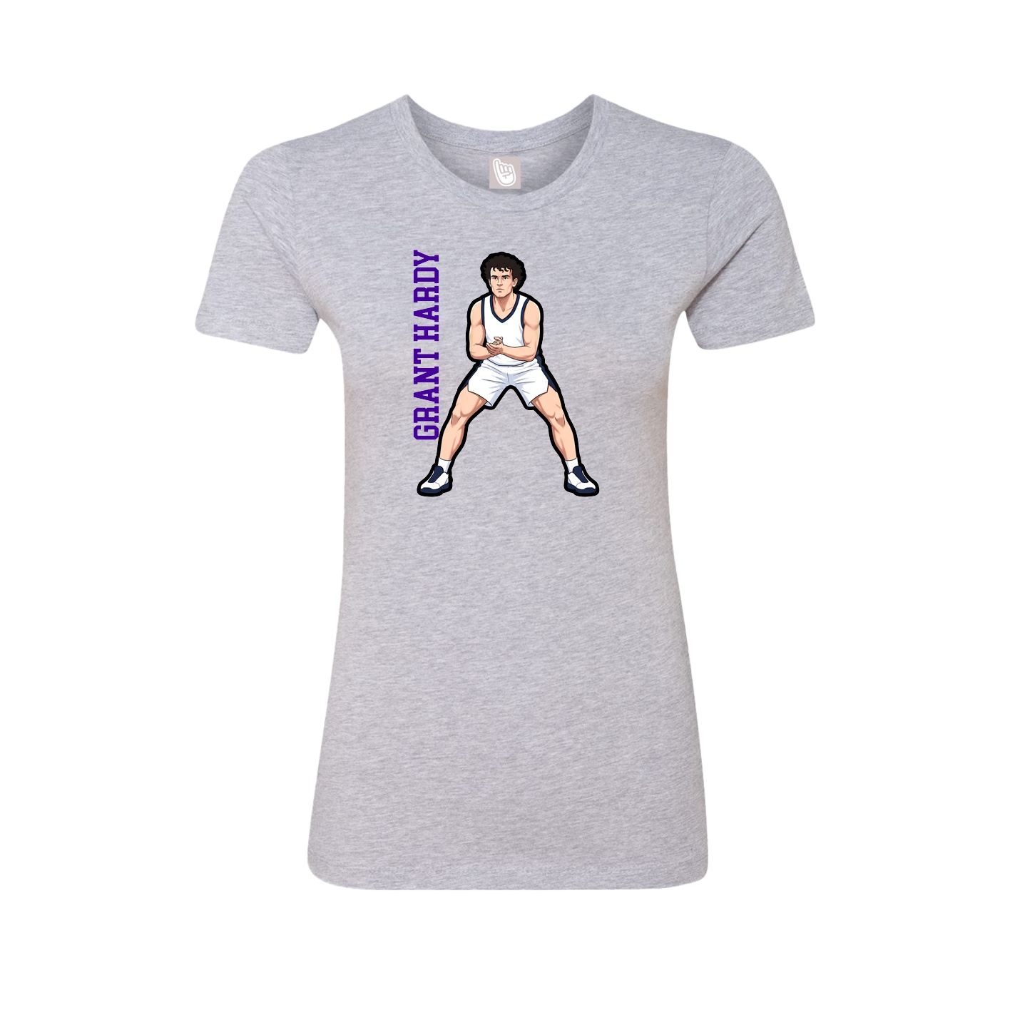 Fitted Women's Tee — Name Vertical in Grey