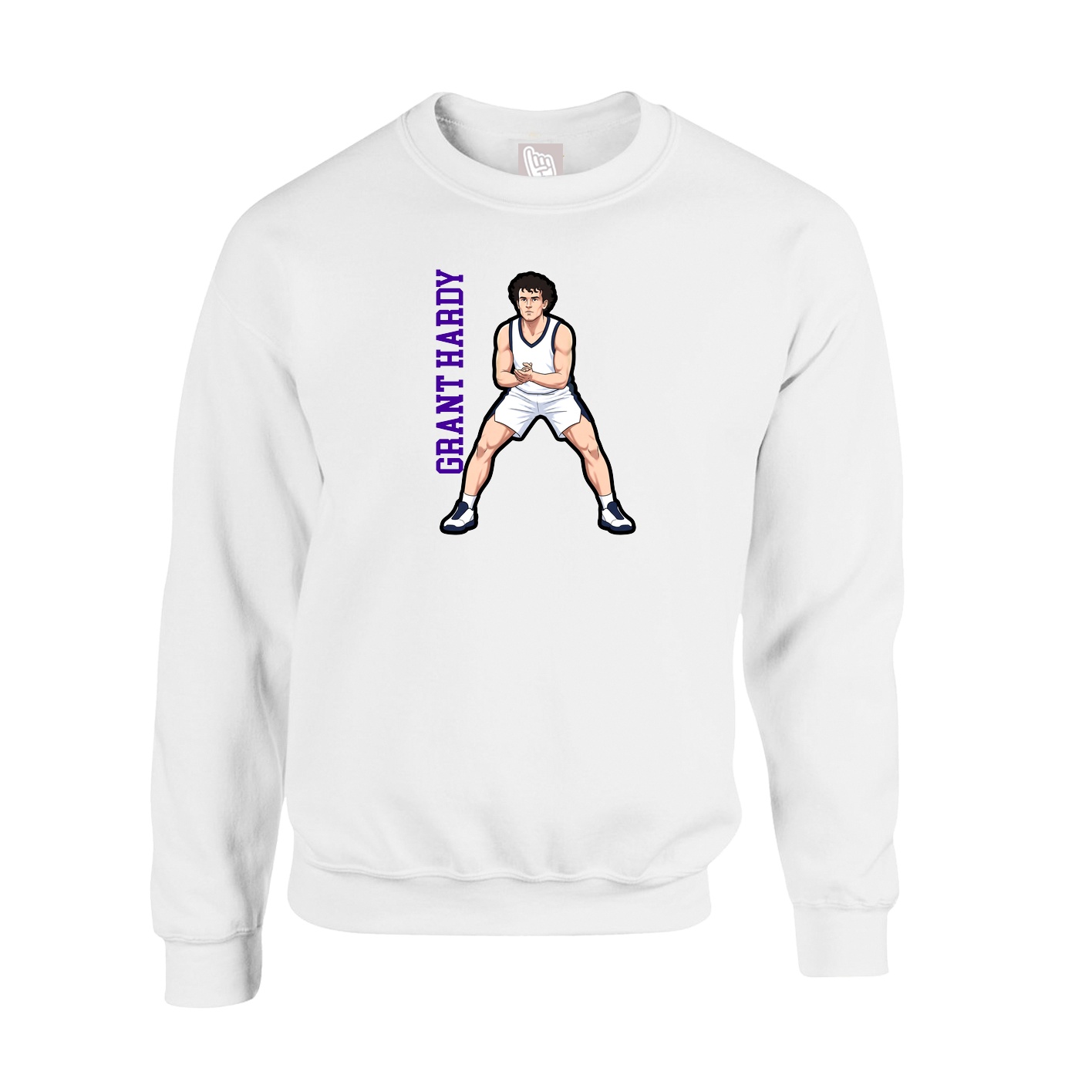 Fleece Crew — Name Vertical in White