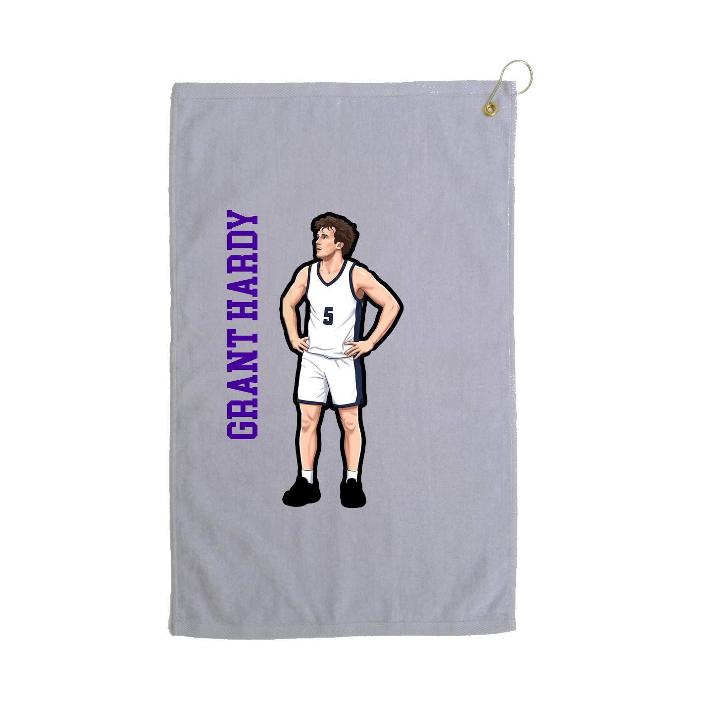 Golf Towel — Name Vertical in Grey
