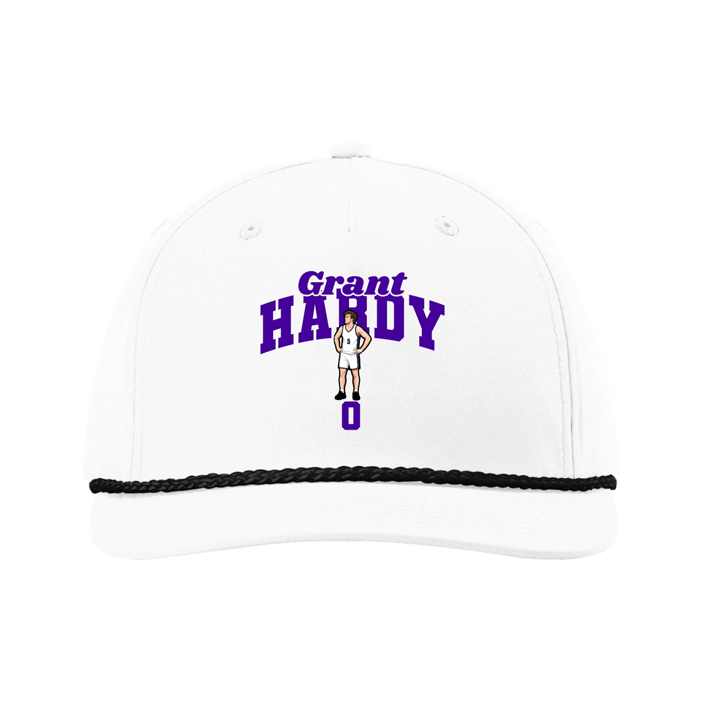 Five-Panel Classic Rope Cap — Signature Arch in White