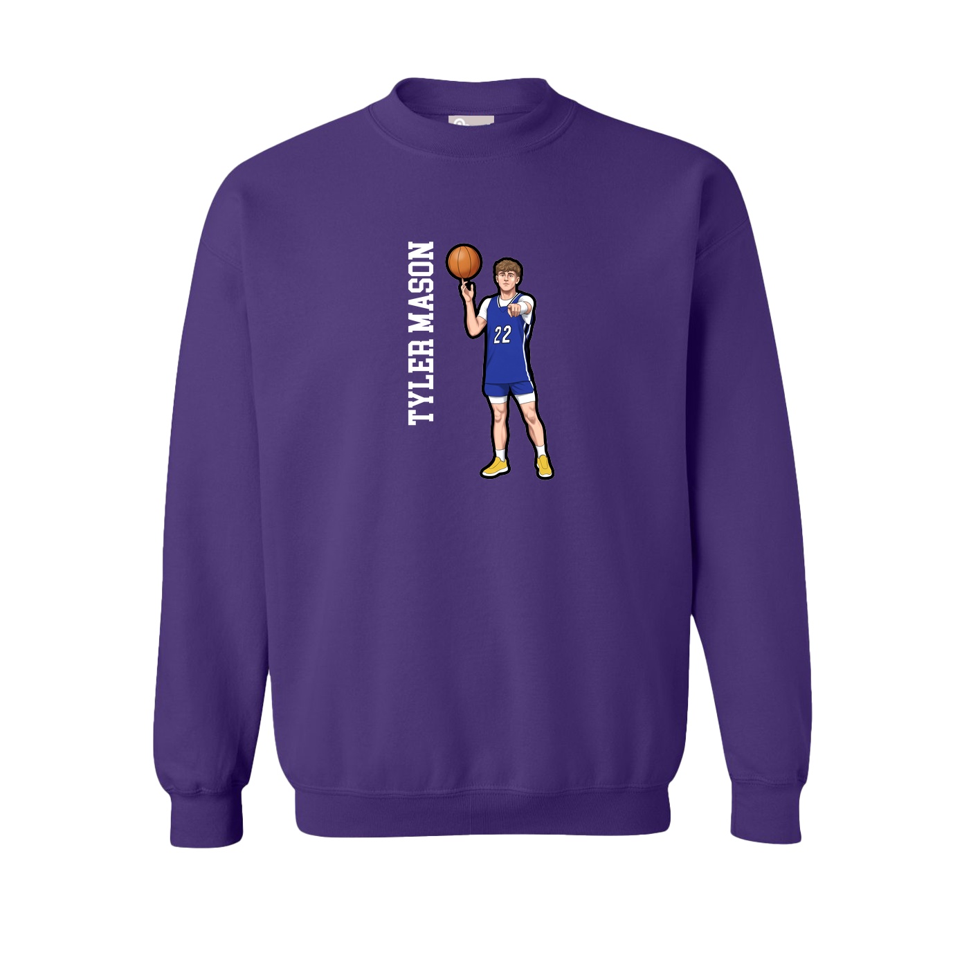 Fleece Crew — Name Vertical in Purple