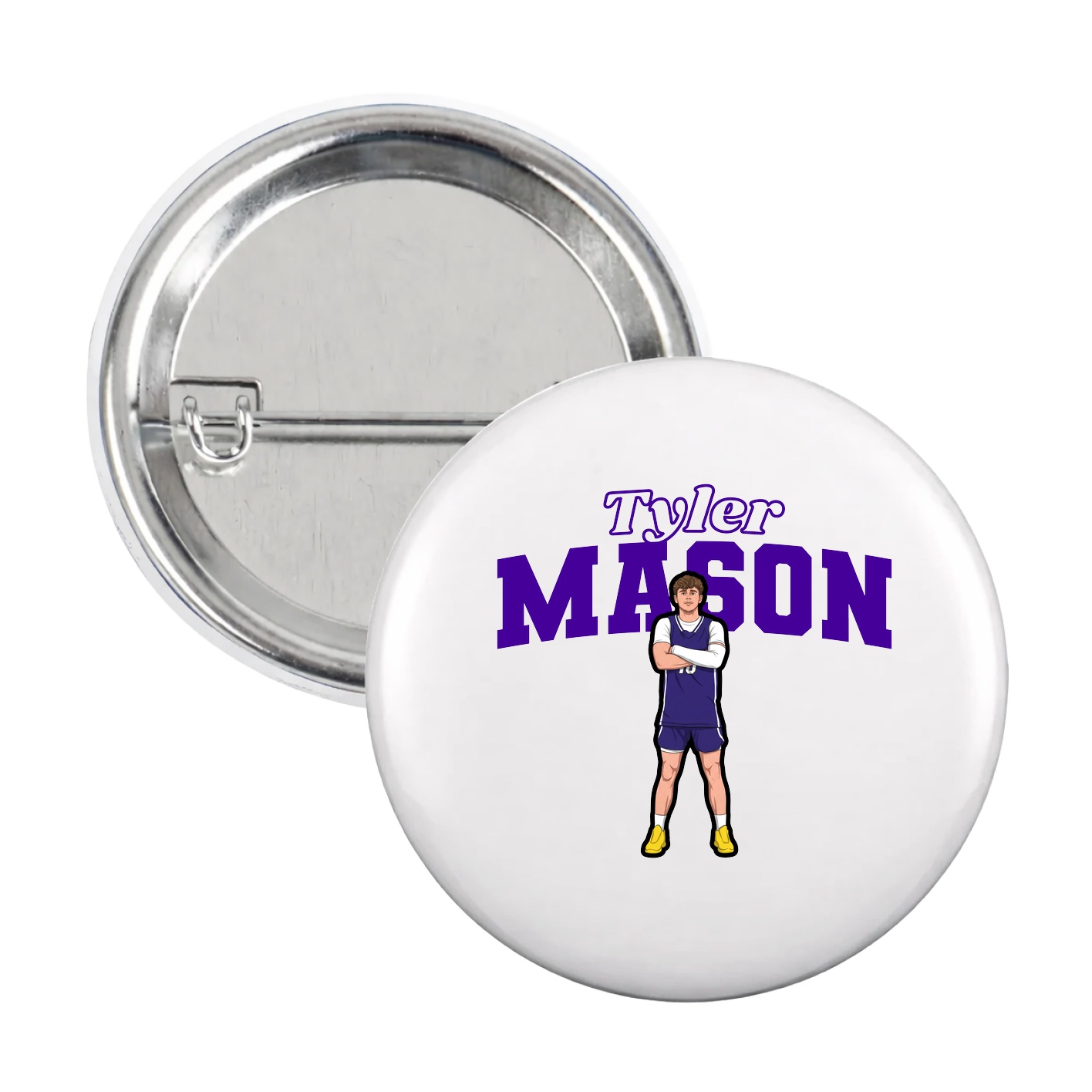 Game Day Button — Name Arch in White