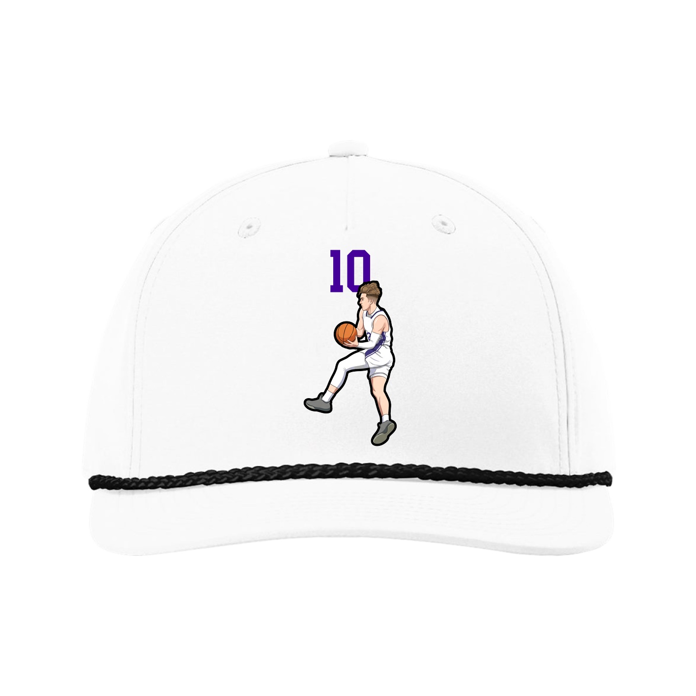Five-Panel Classic Rope Cap — Number Top in White